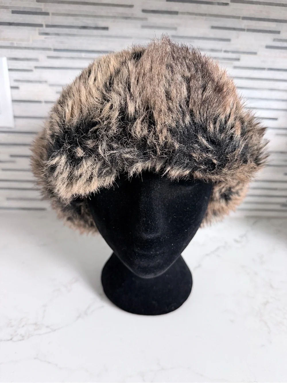 Vintage Faux Fur winter Aviator Trapper Hat - Brown